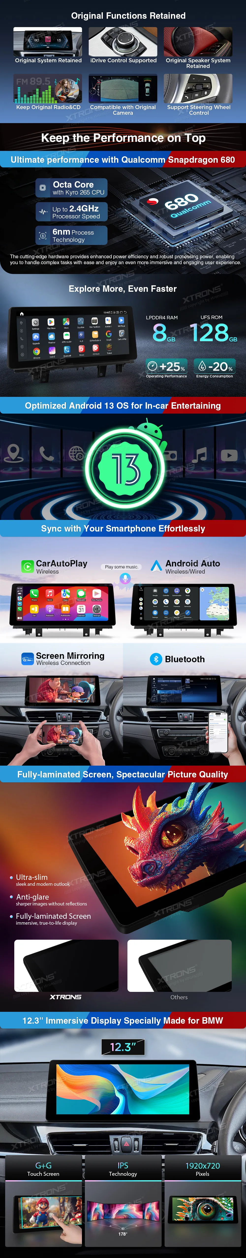 BMW X1 F48 EVO | Android 14 | 12.3 inch | 8GB/128GB/8Core Snapdragon 680 | Multimedija Xtrons QGB24EVB12X1N