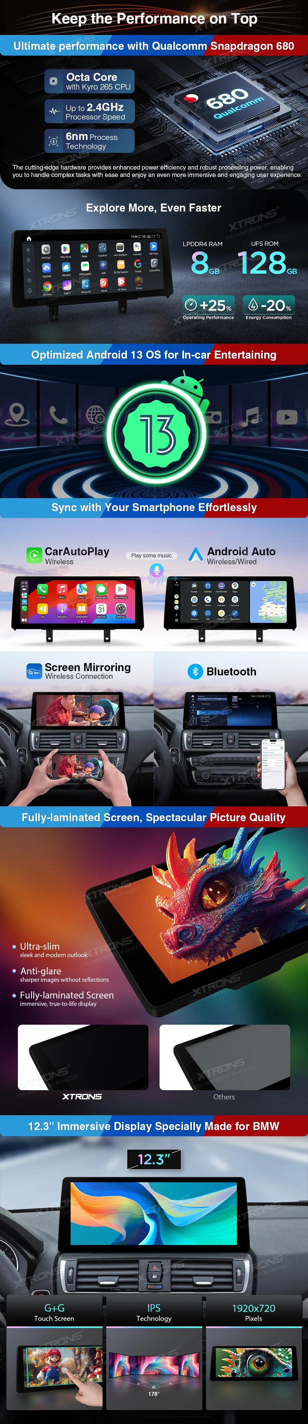 BMW 1/2 F20 F21 F23 NBT | Android 14 | 12.3 inch | 8GB/128GB/8Core Snapdragon 680 | Multimedija Xtrons QGB24NB1NEL