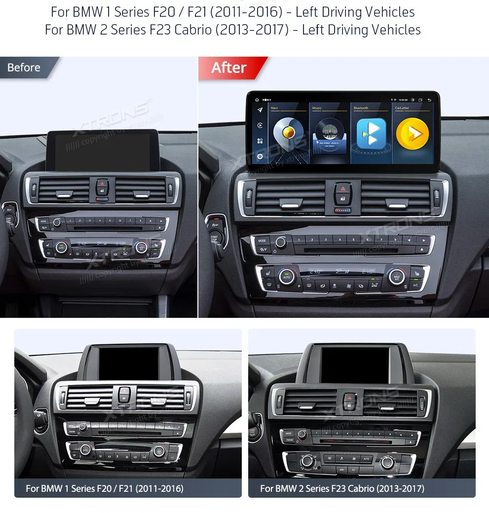 BMW 1/2 F20 F21 F23 NBT | Android 13 | 12.3 inch | 4GB/64GB/8Core | Multimedija Xtrons QLB22NB1NEL