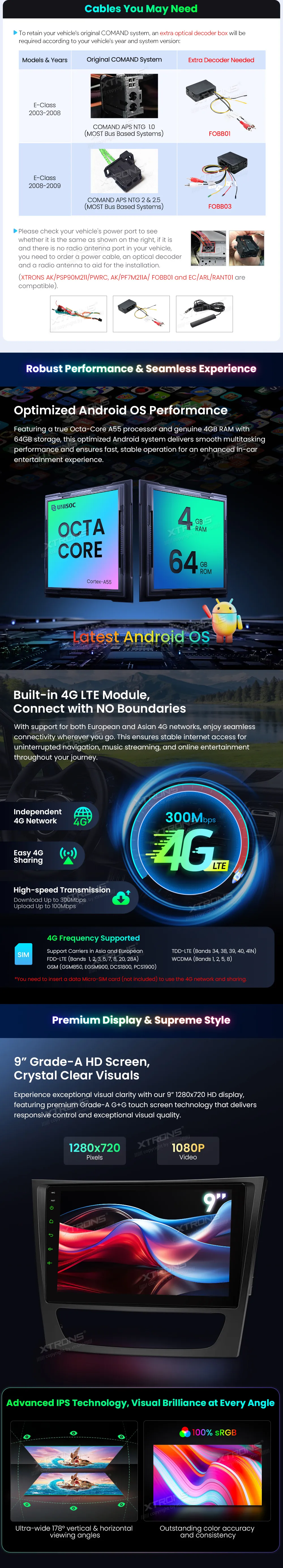 MB E W211 / CLS W219 | Android 13 | 9 inch | 4GB/64GB/8Core | Multimedija Xtrons IDP90M211