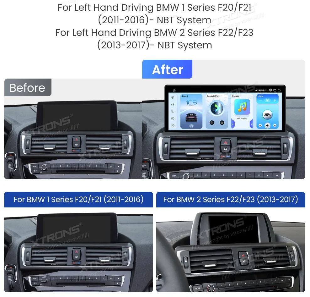 BMW 1/2 F20 F21 F22 F23 NBT | Android 14 | 12.3 inch | 8GB/256GB/8Core Snapdragon 685 | Multimedija Xtrons QWBX24NB1NEL