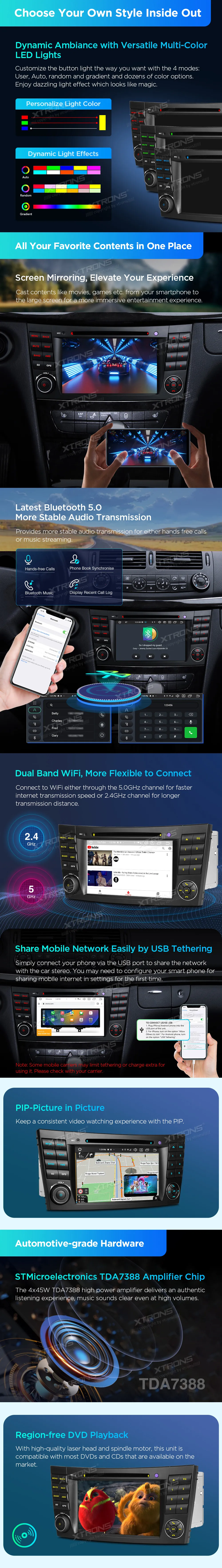 MB E W211 / CLS W219 | Android 14 | 7 inch | 4GB/64GB/8Core | Multimedija Xtrons PX74M211GS