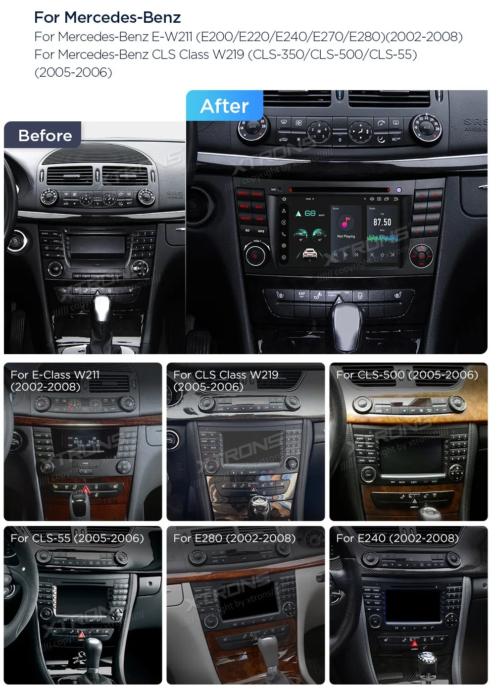 MB E W211 / CLS W219 | Android 14 | 7 inch | 4GB/64GB/8Core | Multimedija Xtrons PX74M211GS