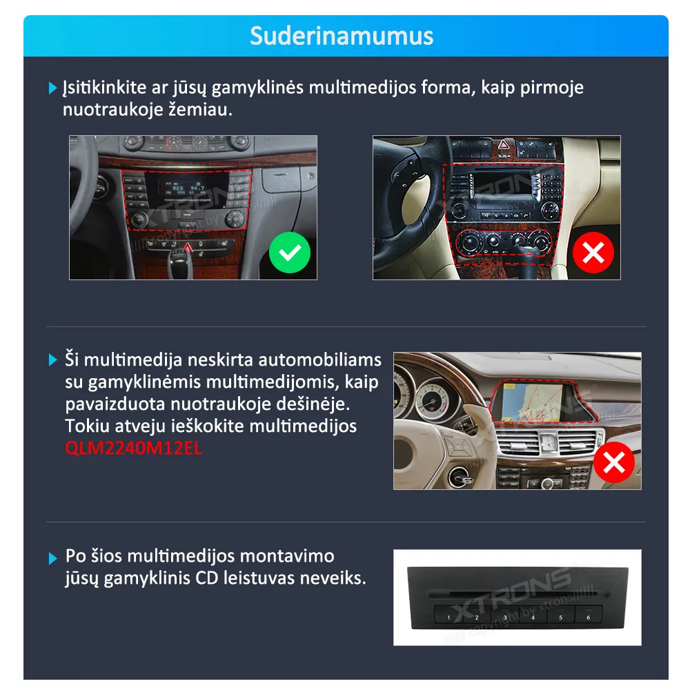 MB E W211 / CLS W219 | Android 14 | 7 inch | 4GB/64GB/8Core | Multimedija Xtrons PX74M211GS