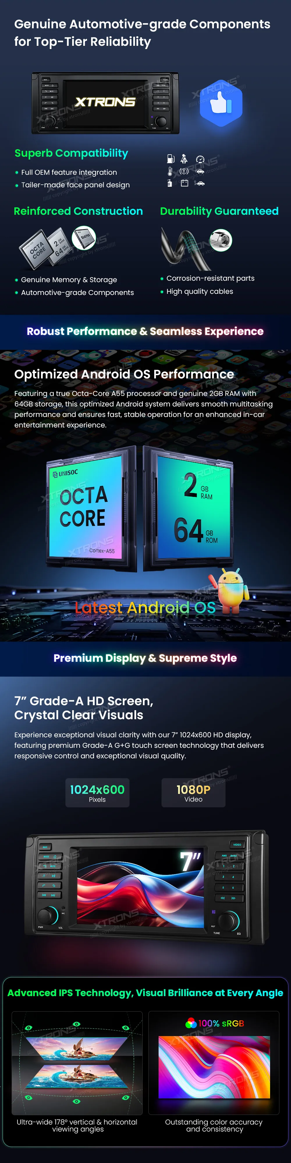 BMW E39 / E38 | Android OS | 7 inch | 2GB/32GB/8Core | Multimedija Xtrons IDS7039BL