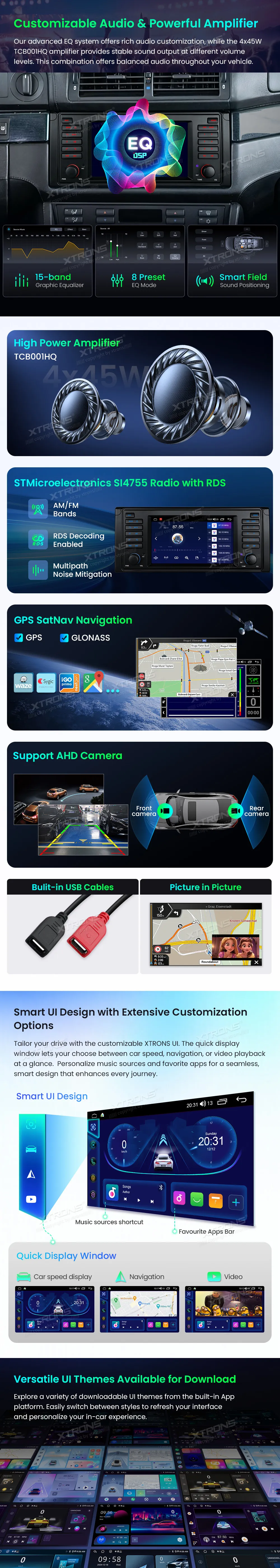 BMW E39 / E38 | Android OS | 7 inch | 2GB/32GB/8Core | Multimedija Xtrons IDS7039BL