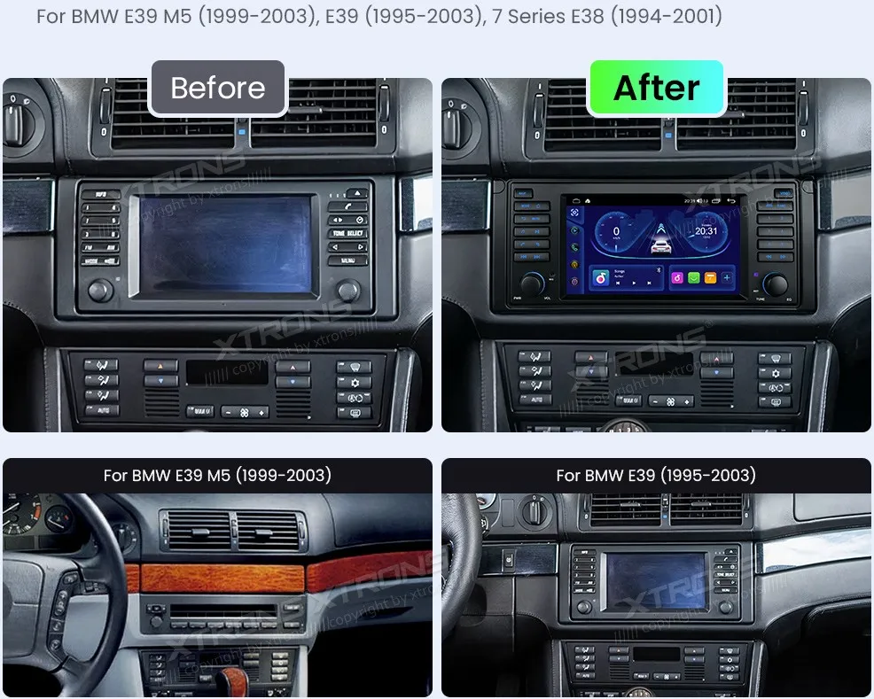 BMW E39 / E38 | Android OS | 7 inch | 2GB/32GB/8Core | Multimedija Xtrons IDS7039BL