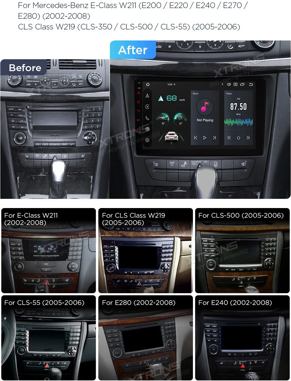 MB E W211 / CLS W219 | Android 14 | 9 inch | 4GB/64GB/8Core | Multimedija Xtrons PXP94M211GDAB