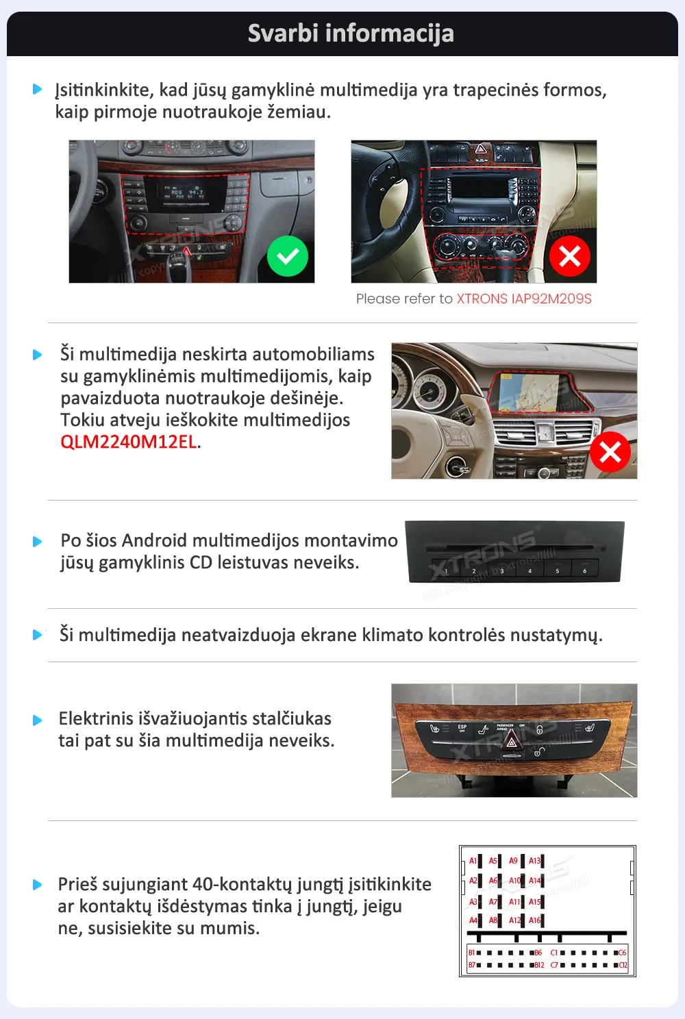 MB E W211 / CLS W219 | Android 14 | 9 inch | 4GB/64GB/8Core | Multimedija Xtrons PXP94M211GDAB