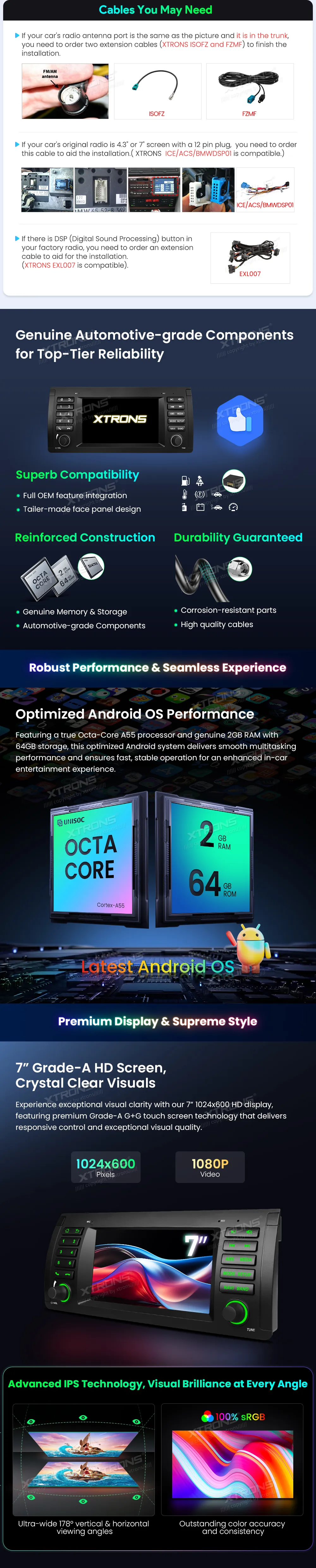 BMW X5 E53 | Android OS | 7 inch | 2GB/64GB/8Core | Multimedija Xtrons IDS7053BL