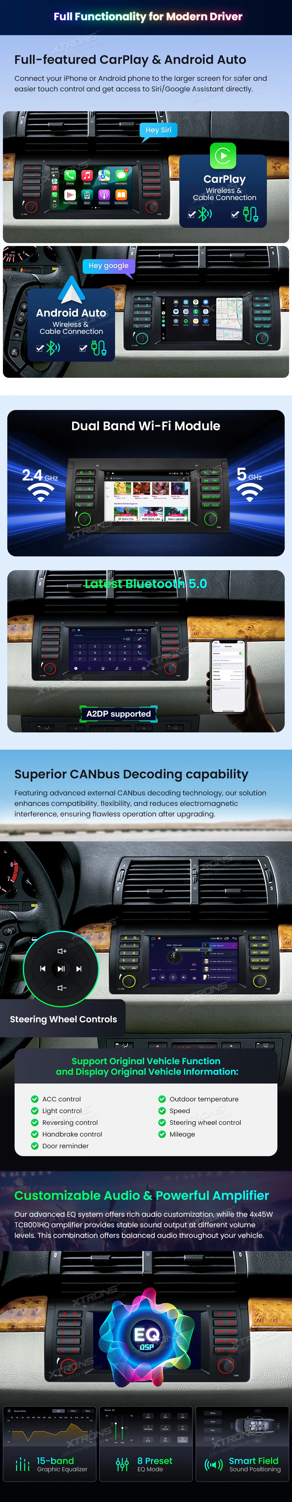 BMW X5 E53 | Android OS | 7 inch | 2GB/64GB/8Core | Multimedija Xtrons IDS7053BL