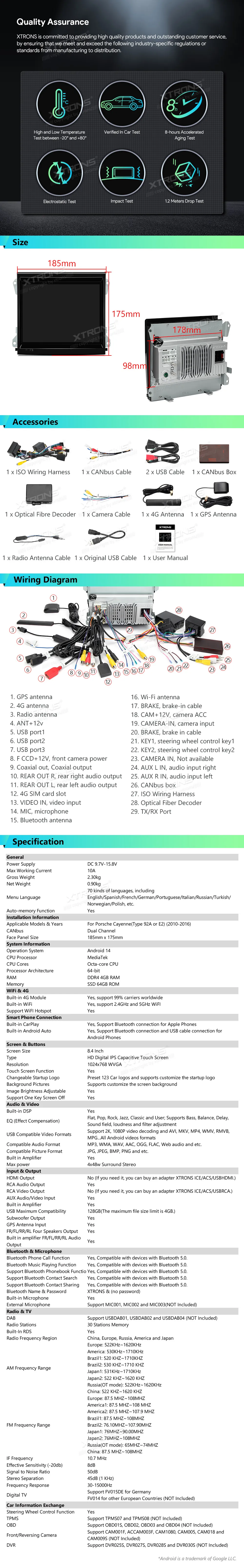 Porsche 911/Cayman/Boxster PCM 3.1 | Android OS | 8.4 inch | 4GB/64GB/8Core | Multimedija Xtrons IA84KYPT