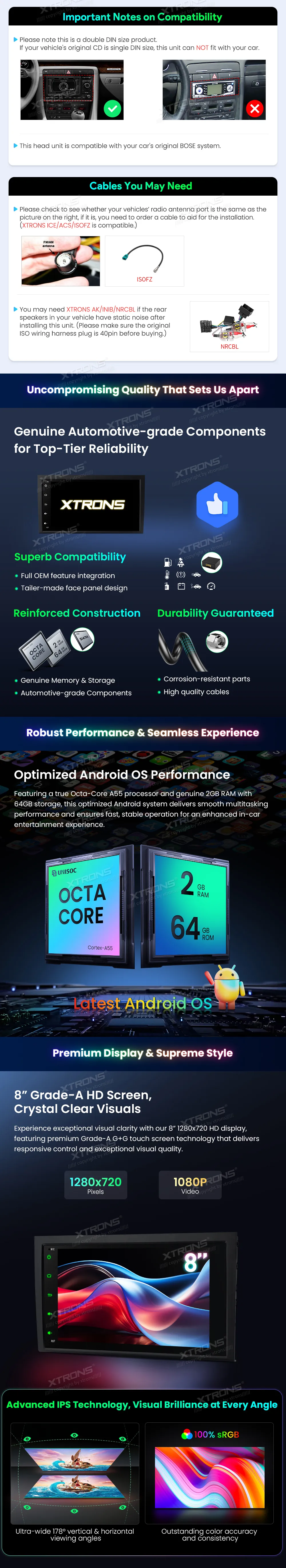 Audi A4 S4 RS4 / SEAT Exeo | Android OS | 8inch | 2GB/64GB/8Core | Multimedija Xtrons IDS80A4AL