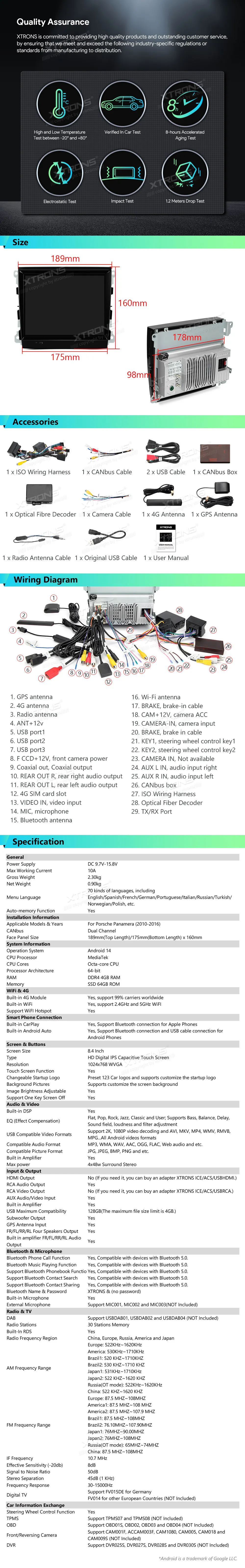 Porsche Panamera 2010-2016 PCM 3.1 | Android OS | 8.4 inch | 4GB/64GB/8Core | Multimedija Xtrons IA84MCPT