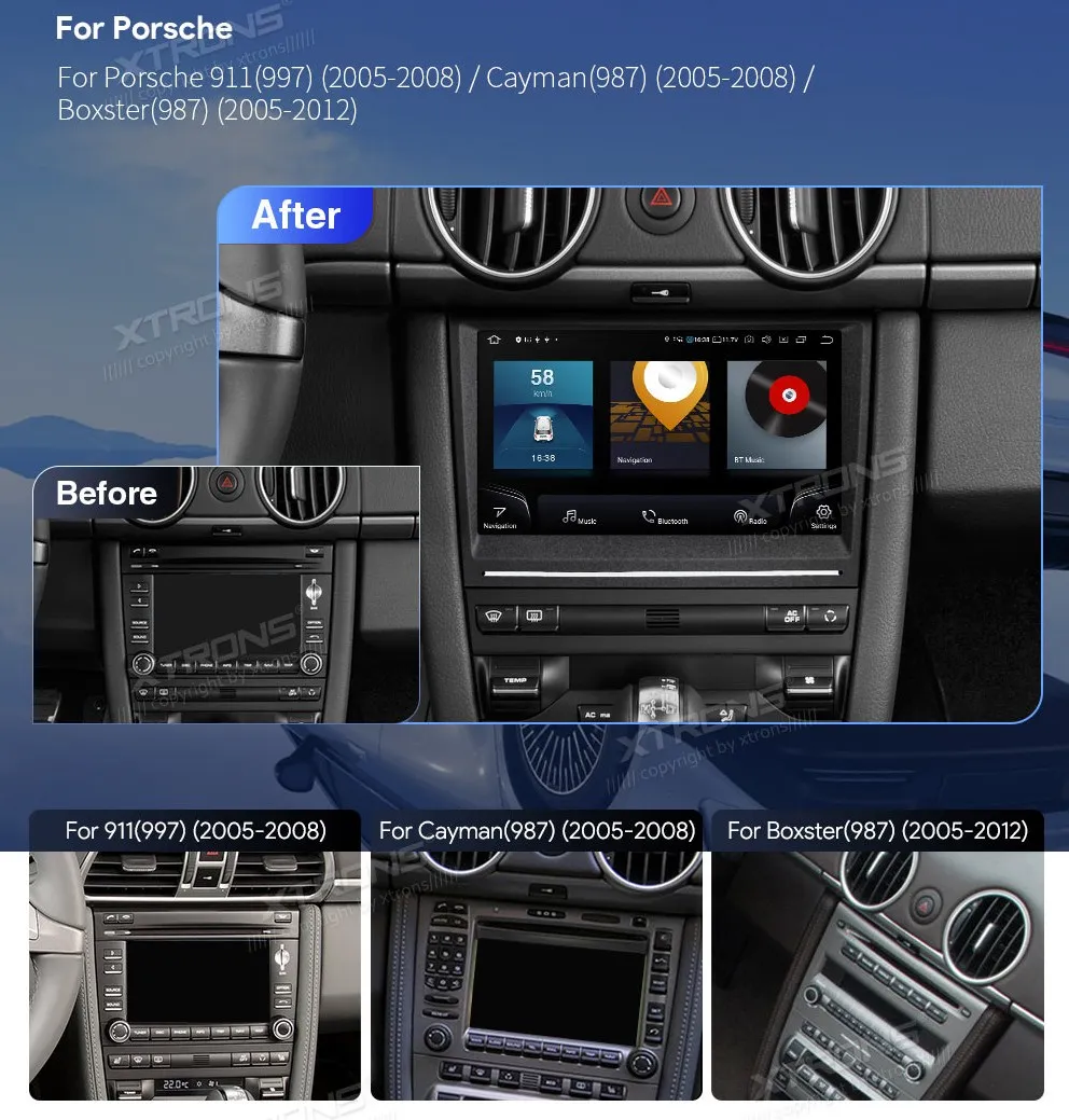 Porsche 911/Cayman/Boxster 2005-2012 | Android O3 | 8 inch | 8GB/256GB/8Core Snapdragon 665 | Multimedija Xtrons IQ82CMPP