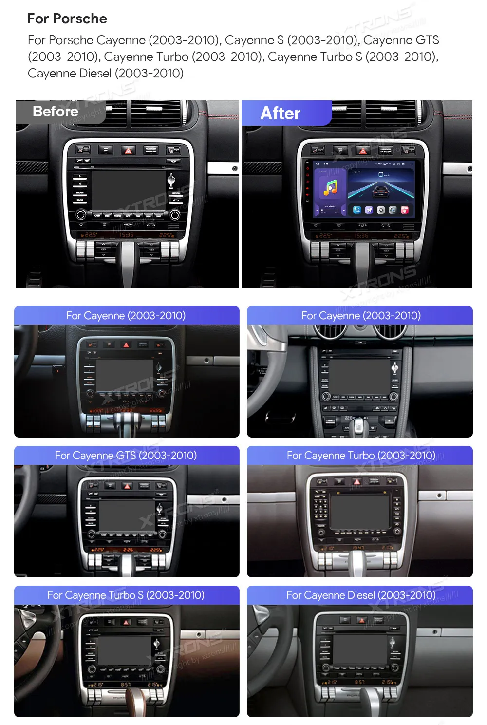 Porsche Cayenne 2003-2010 | Android 14 | 9 inch QLED | 8GB/256GB/8Core Snapdragon 665 | Multimedija Xtrons IQ94CYPP