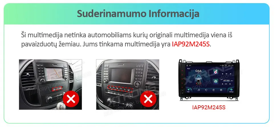 MB E Vito W447 2014-2022 | Android OS | 12.3 inch | 4GB/64GB/8Core | Multimedija Xtrons IA24M447S