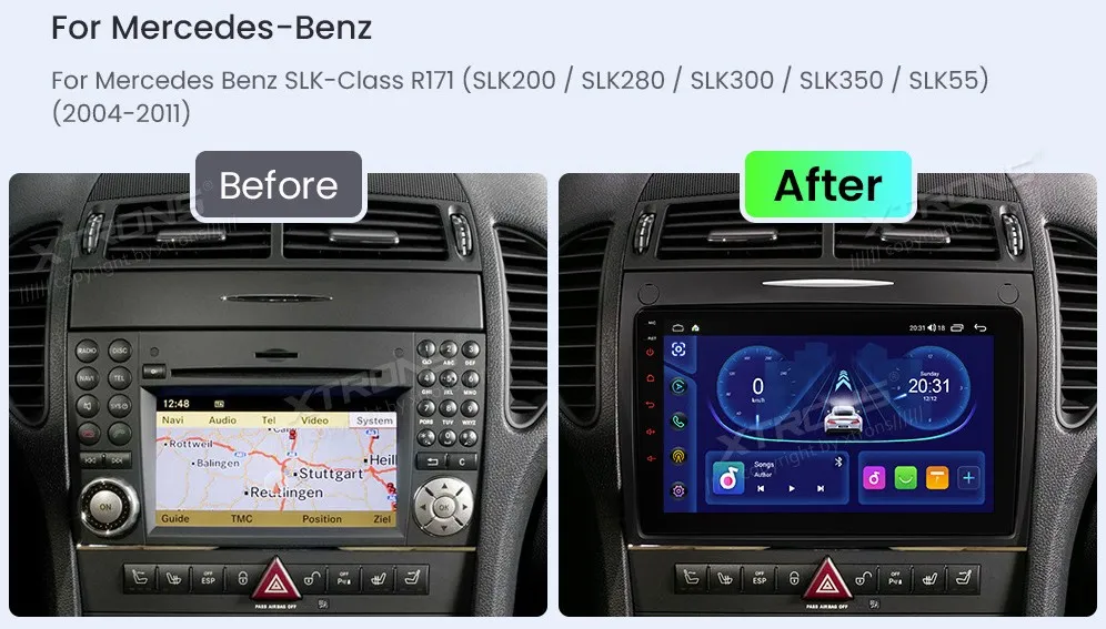 MB SLK R171 2004-2011 | Android OS | 9 inch | 4GB/64GB/8Core | Multimedija Xtrons IDP90M350