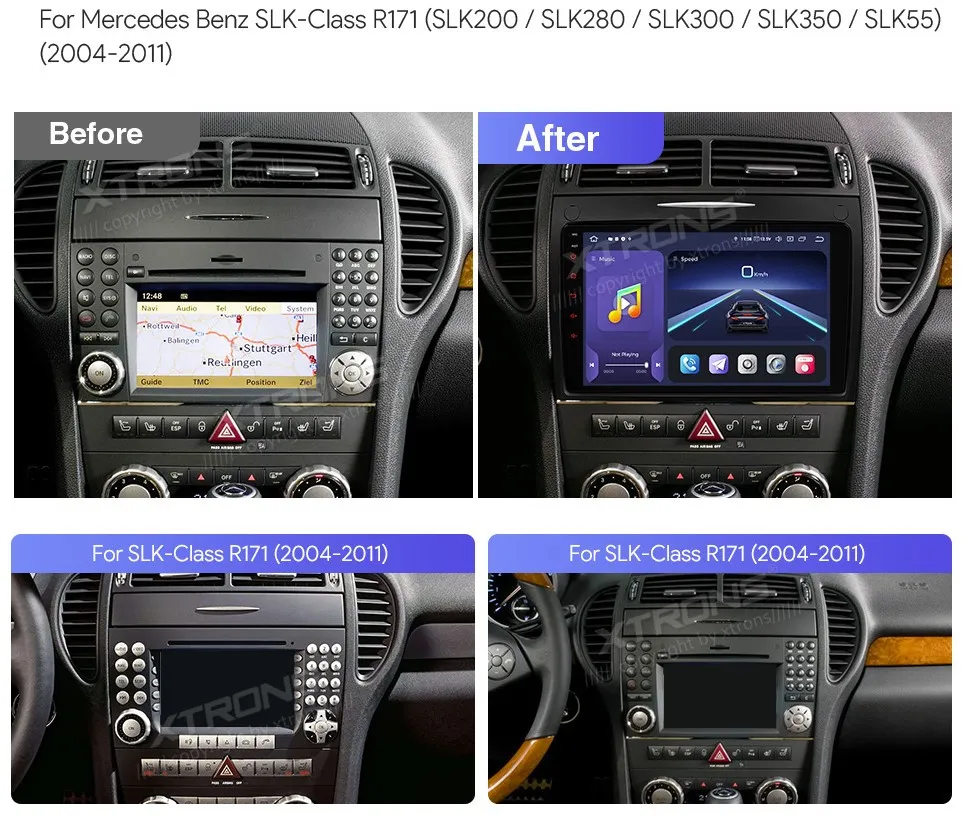 MB SLK R171 2004-2011 | Android 14 | 9 inch QLED | 8GB/256GB/8Core Snapdragon 665 | Multimedija Xtrons IQP94M350P