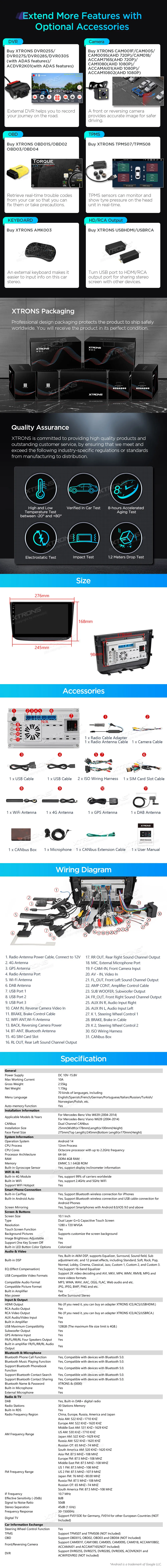 MB Vito W639 2004-2014 | Android 14 | 10.1 inch | 4GB/64GB/8Core | Multimedija Xtrons PXP14M639GDAB