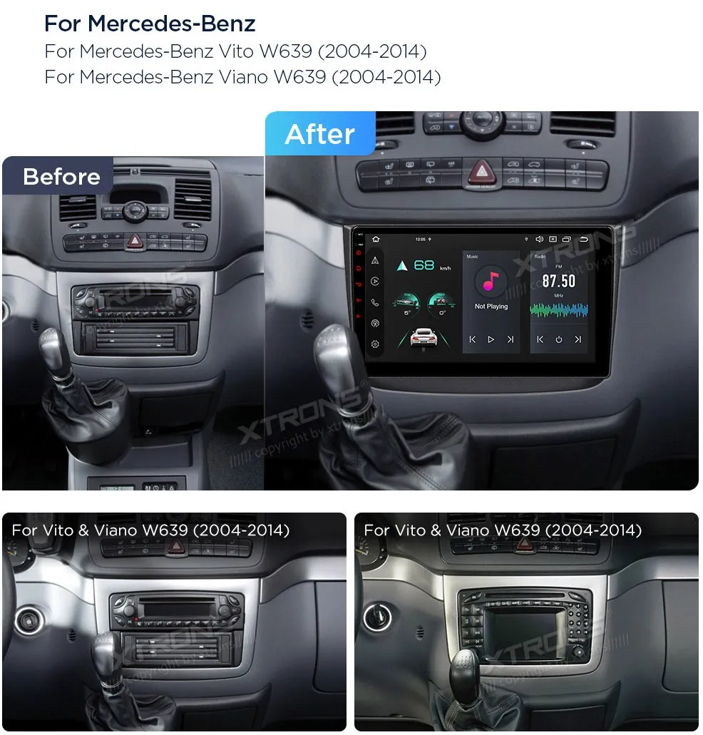 MB Vito W639 2004-2014 | Android 14 | 10.1 inch | 4GB/64GB/8Core | Multimedija Xtrons PXP14M639GDAB