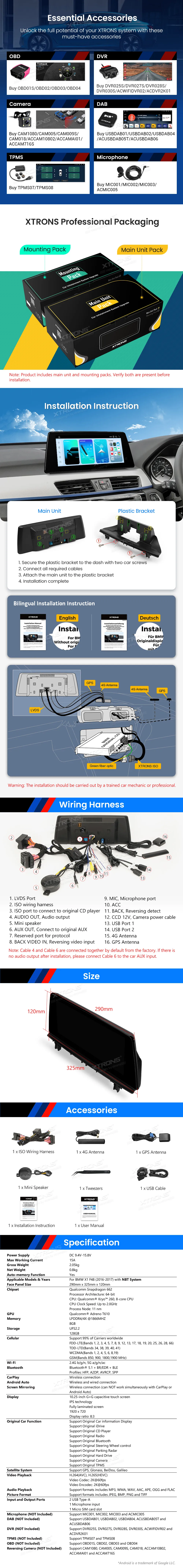 BMW X1 F48 NBT | Android OS | 10.25 inch | 8GB/128GB/8Core Snapdragon 662 | Multimedija Xtrons QBBH14NB12X1N