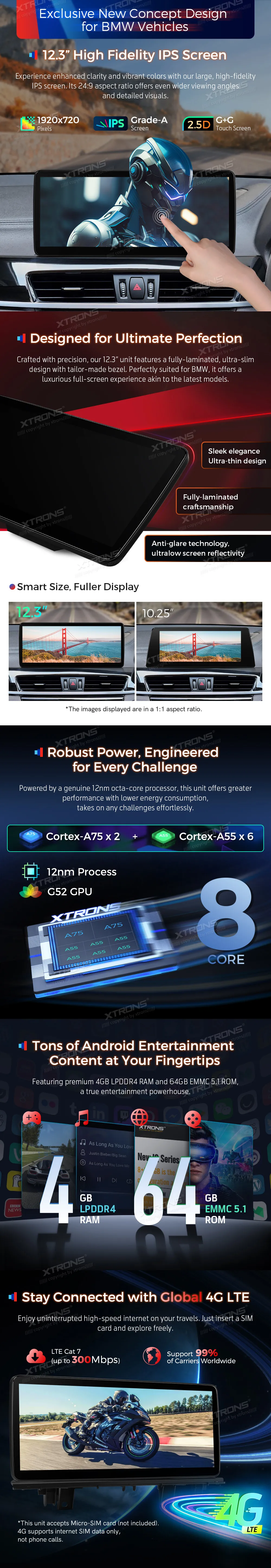 BMW X1 F48 / X2 F39 EVO | Android 14 | 12.3 inch | 8GB/128GB/8Core | Multimedija Xtrons QLB22EVB12X1N