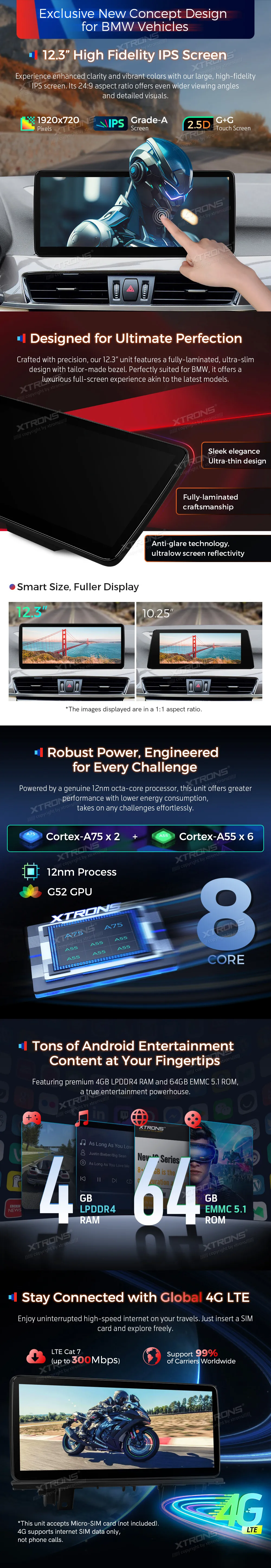 BMW X1 F48 NBT | Android 14 | 12.3 inch | 4GB/64GB/8Core | Multimedija Xtrons QLB22NB12X1N