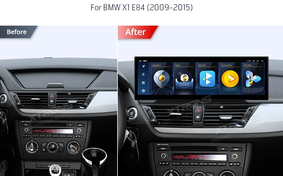 BMW X1 E84 be ekrano | Android OS | 14.9 inch | 8GB/128GB/8Core | Multimedija Xtrons QLBH44X1UN3