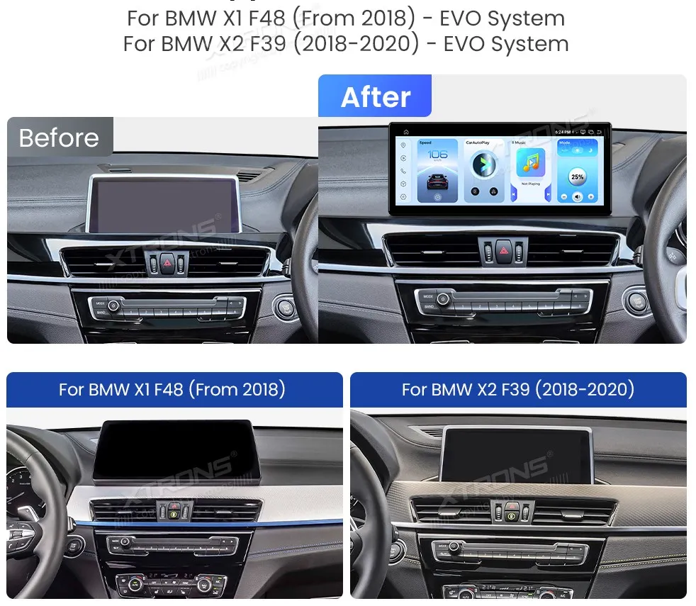 BMW X1 F48 / X2 F39 EVO | Android 14 | 12.3 inch | 8GB/256GB/8Core Snapdragon 685 | Multimedija Xtrons QWBX24EVB12X1N