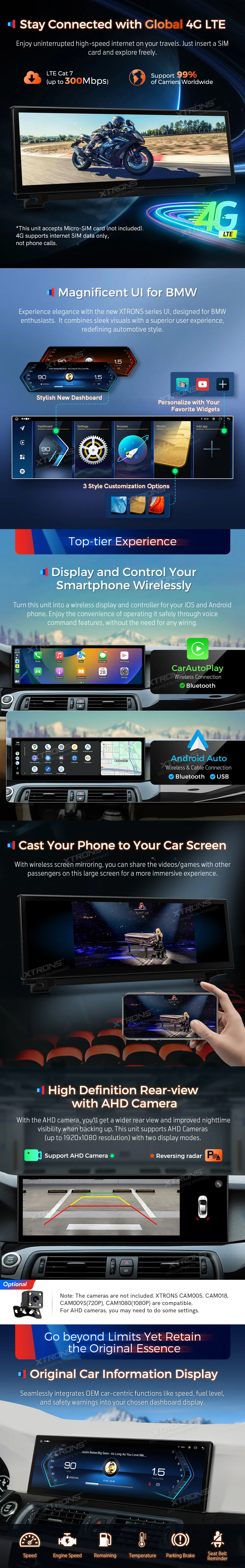 BMW 5 F10 F11 CIC | Android 14 | 14.9 inch | 8GB/128GB/8Core | Multimedija Xtrons QLBH44FVCI