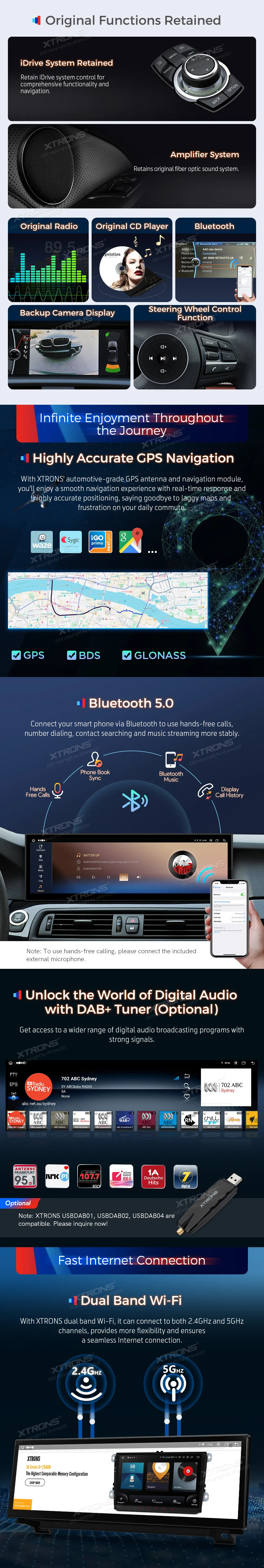 BMW 5 F10 F11 CIC | Android 14 | 14.9 inch | 8GB/128GB/8Core | Multimedija Xtrons QLBH44FVCI