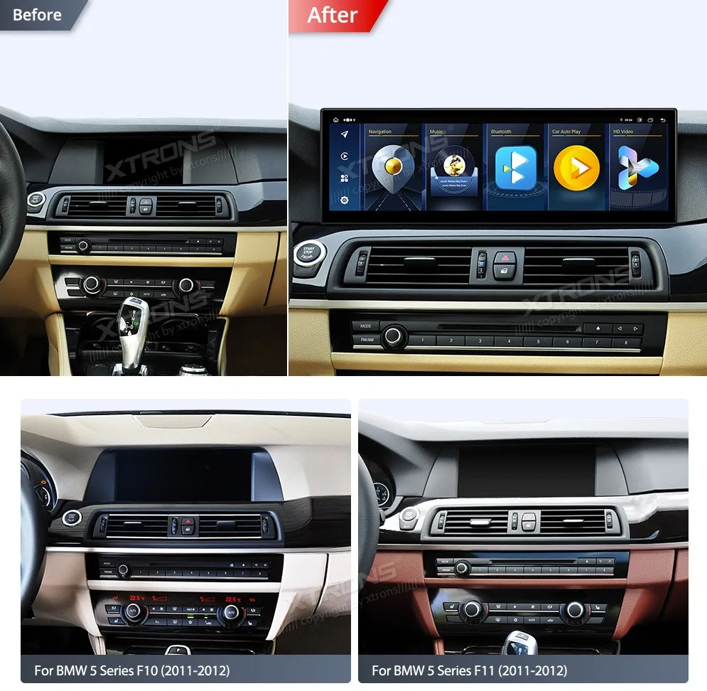 BMW 5 F10 F11 CIC | Android 14 | 14.9 inch | 8GB/128GB/8Core | Multimedija Xtrons QLBH44FVCI