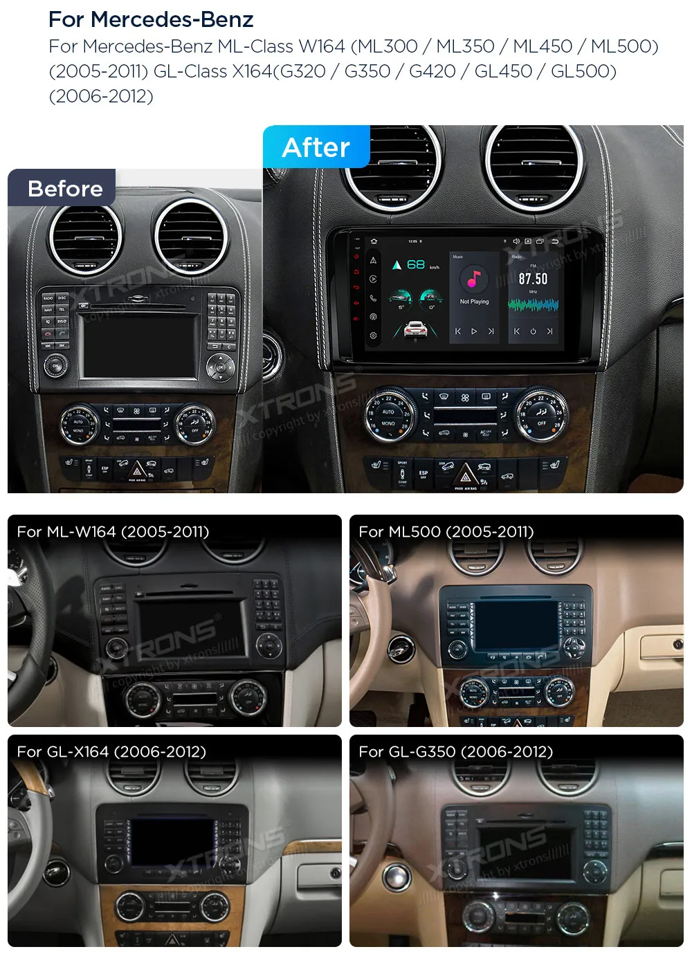 MB ML W164 / GL X164 | Android 14 | 9 inch | 4GB/64GB/8Core | Multimedija Xtrons PXP94M164GDAB