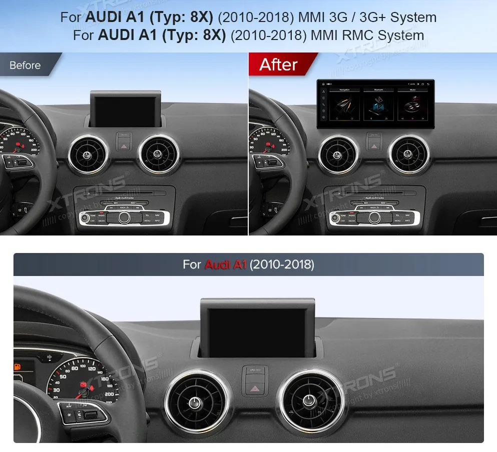 Audi A1 MMI 3G/3G+/RMC  | Android OS | 12.3 inch | 4GB/64GB/8Core | Multimedija Xtrons QLA23A1