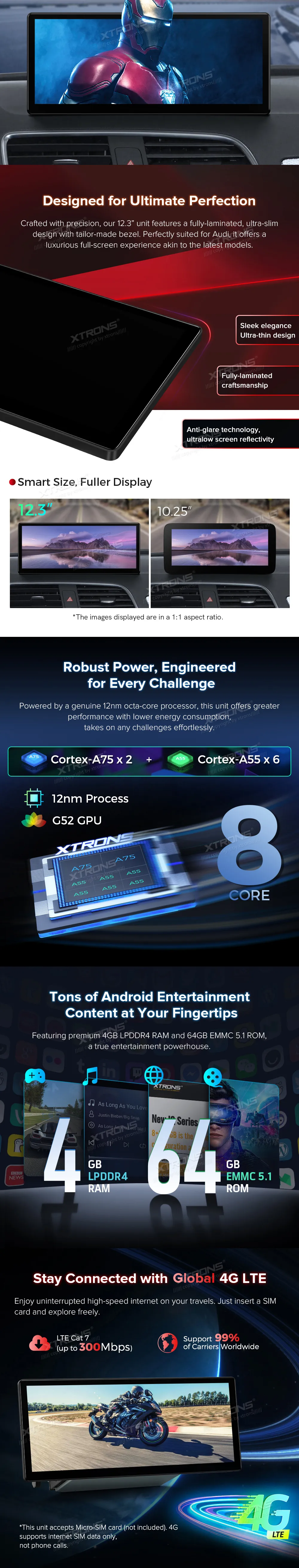 Audi Q3 MMI 3G+/RMC  | Android OS | 12.3 inch | 4GB/64GB/8Core | Multimedija Xtrons QLA23Q3