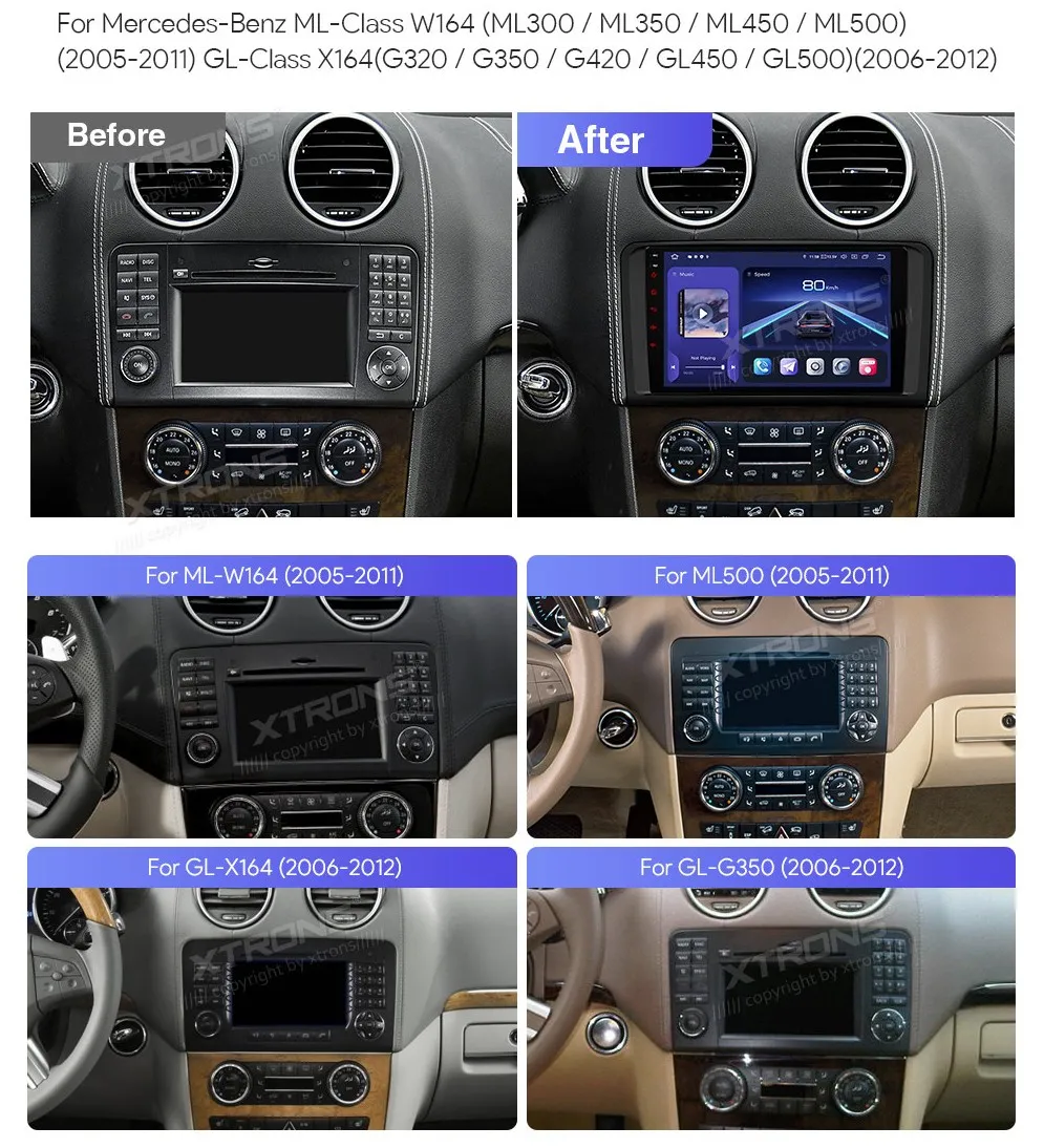 MB ML W164 / GL X164 | Android 14 | 9 inch QLED | 8GB/256GB/8Core Snapdragon 665 | Multimedija Xtrons IQP94M164P