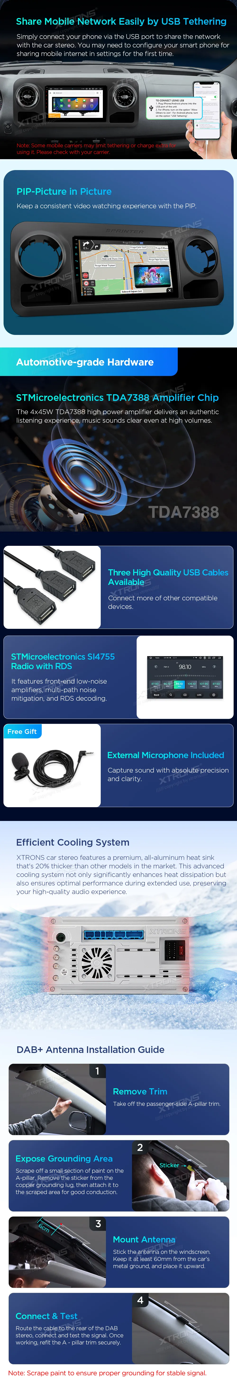 Mercedes-Benz Sprinter 2018-2022 | Android 14 | 10.1 inch | 4GB/64GB/8Core | Multimedija Xtrons PXP14MSPGDAB